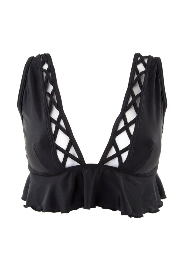 Peek & Beau Black Lattice Bikini Top Online Hot Sale