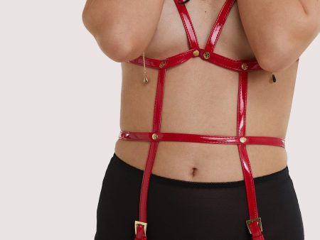 Open Harness Bra With Leg Cuffs Red Sale