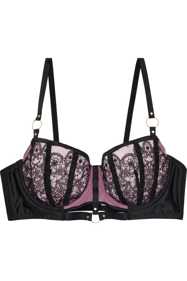 Emelda Lilac Ring detail Core satin and lace bra A - D For Discount