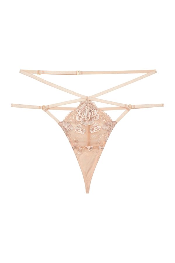 Wolf & Whistle Grace Blush Embroidered Thong Online Hot Sale