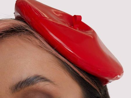 Red Latex Mini Beret For Discount