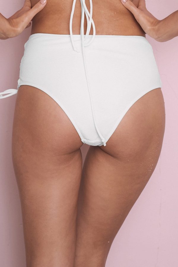 Wolf & Whistle White textured lace up bikini brief Online now