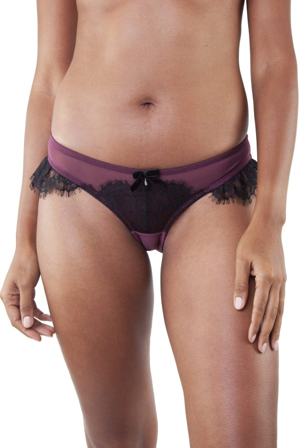 Karine Lace Overlay Brief Wine Black Hot on Sale