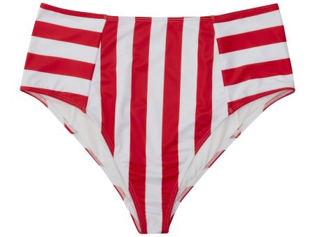 Wolf & Whistle Eco Stripe high waist pant red white Curve Discount