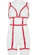 Open Harness Bra With Leg Cuffs Red Sale