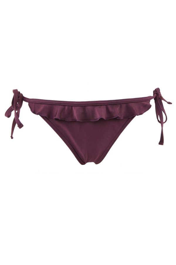 Peek & Beau Wine High Shine Ruffle Frill Tie Side Brief Supply