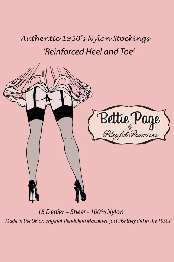 Bettie Page Fully Fashioned Nylon RHT Stockings - Chocolate Cheap