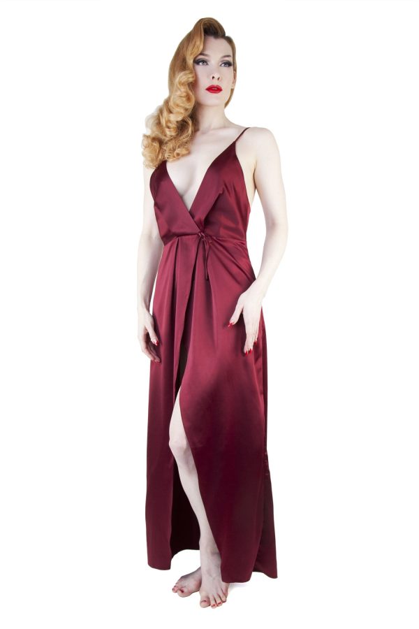 Reina Wine Satin Chemise Fashion