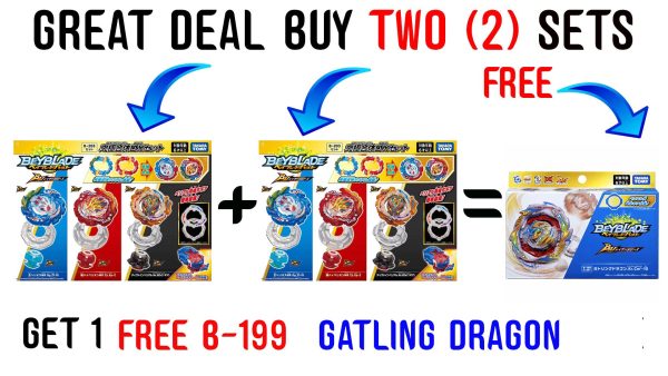 IN STOCK 2 (TWO)-Beyblade  Burst Dynamite Battle B-203 OVERDRIVE SET-GET 1 FREE BEY OF CHOICE! Online Hot Sale