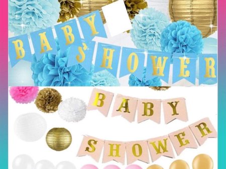 Baby Shower Banner gold print (sold by 12 s) For Cheap