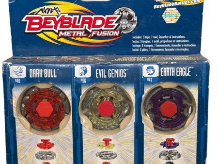 Beyblade Metal Fusion Triple Battle Pack - Dark Bull, Evil Gemios, Earth Eagle Discount