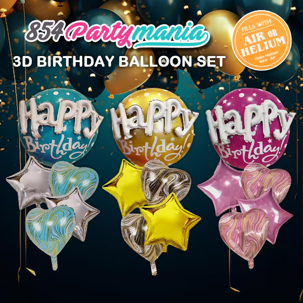 5 IN 1 BALLOON SET 3D HB BALLOON (sold by 10 s) For Sale