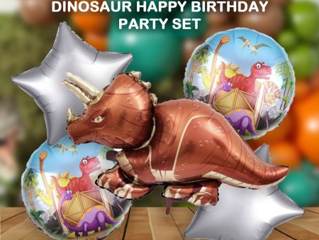 5 IN 1 FOIL BALLOON SET DINOSAUR TRICER Online Sale