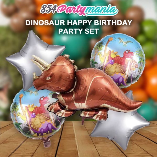 5 IN 1 FOIL BALLOON SET DINOSAUR TRICER Online Sale