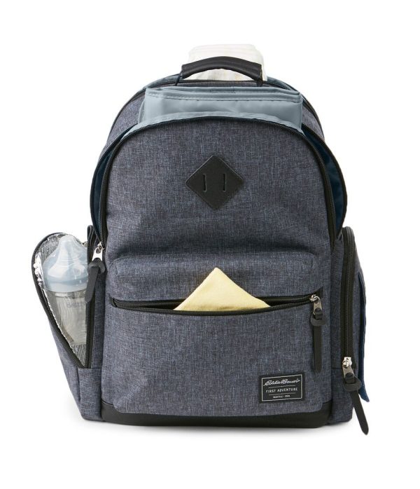 Eddie Bauer Places & Spaces Bridgeport Diaper Backpack- Navy Crosshatch with Black Trim on Sale