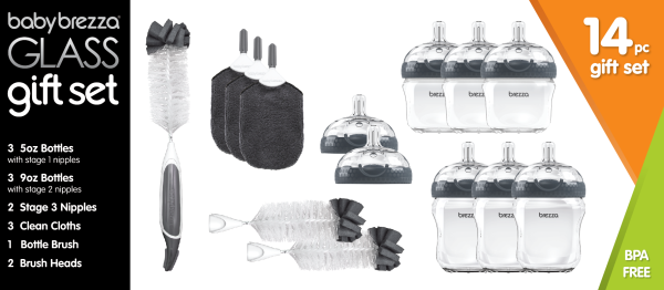 Baby Brezza Glass Bottle Gift Set:  14 Pieces Cheap