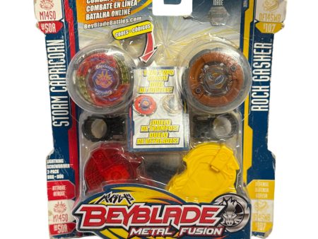 Beyblade Metal Fusion Storm Capricorn vs. Rock Gasher – 2-Pack For Cheap