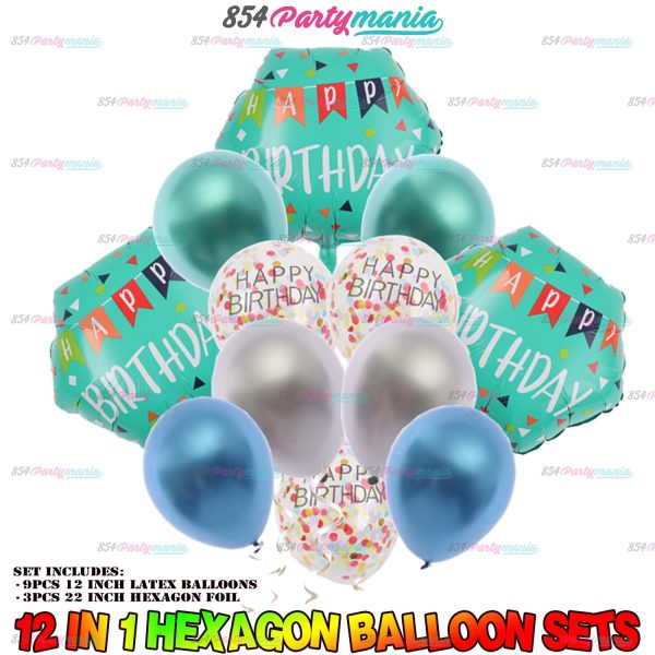 12PCS FOIL BALLOON HEXAGON SET (sold by 10 s) Online