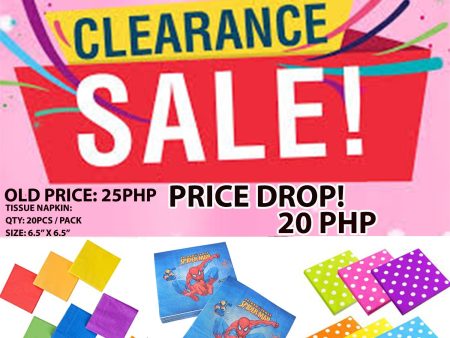 [CLEARANCE SALE] Tissue Napkin (Sold by 5pck) Sale