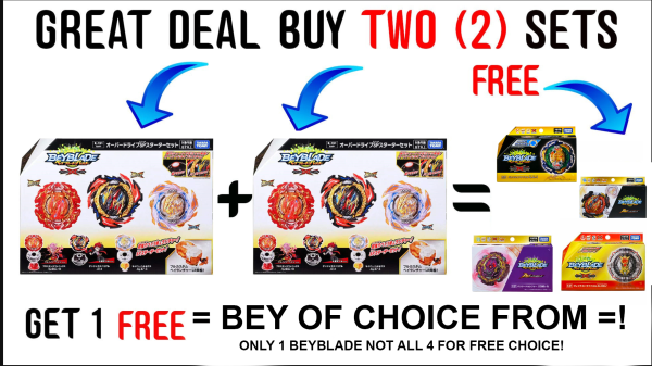 IN STOCK 2 (TWO)-Beyblade  Burst Dynamite Battle B-203 OVERDRIVE SET-GET 1 FREE BEY OF CHOICE! Online Hot Sale