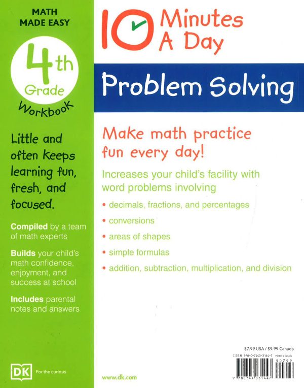 10 Minutes A Day Problem Solving, 4th Grade Online Hot Sale